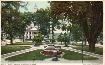 Court Square Park Monument Springfield Massachusetts MA Antique Postcard 1912