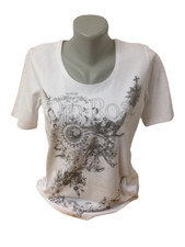Damen Oberteil Shirt T-Shirt weiß mit tollem Motiv und Strass Gr. L von Lea H.
