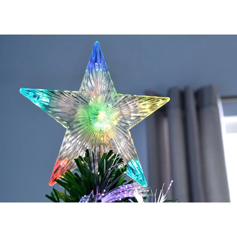 Pre Lit Christmas Tree Xmas Fibre Optic LED Lights Star 2ft 3ft 4ft 5ft 6ft 7ft - Image 2 of 4
