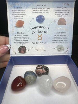 Gemstones for Taurus- Zodiac Sign, crystal healing, gift (box