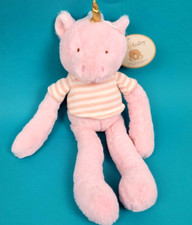 Kelly Baby Pink Unicorn Plush Rattle Stuffed Animal Infant 15" Baby Soft New