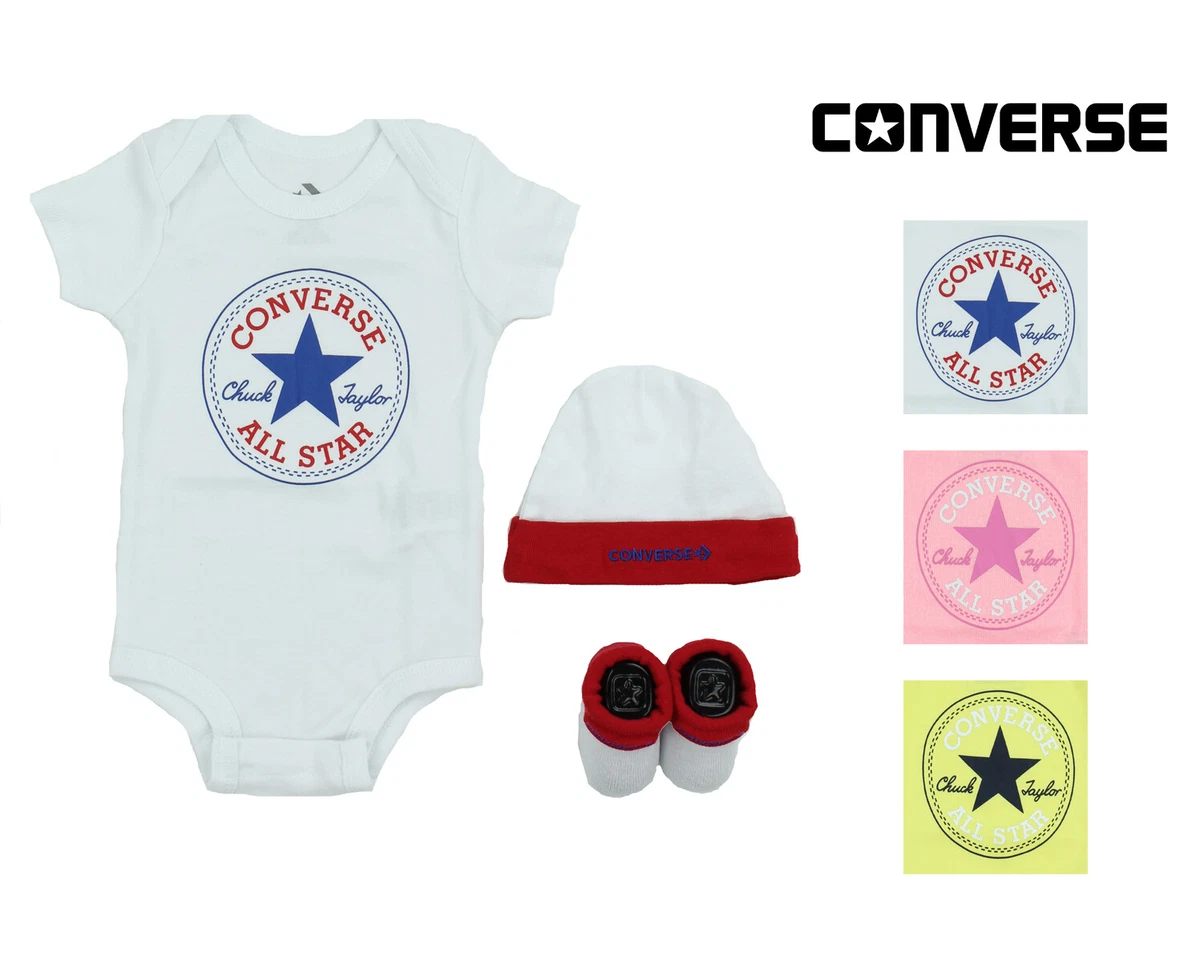 Converse Infant Toddler Printed 3 Piece Set Hat Booties and Layette