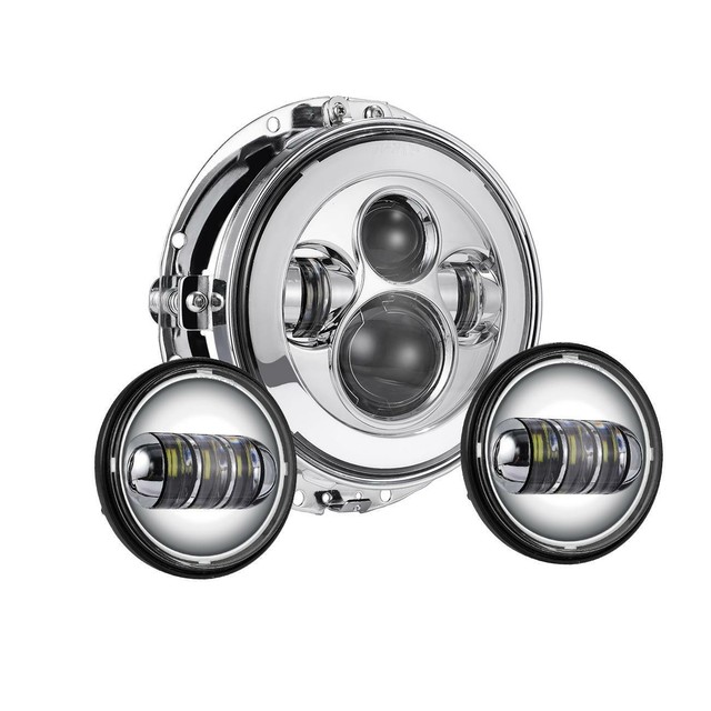 Chrome 7" LED Headlight Passing Lights For Yamaha Royal Star Venture