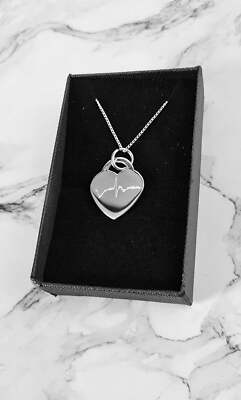 Personalisierte Sterling Halskette Geschenk Wellenlänge Schallwelle Puls Herzschlag aktiv