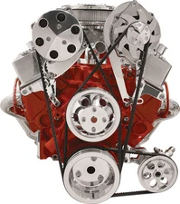 BILLET SPECIALTIES POLISHED ALTERNATOR &AC COMPRESSOR BRACKETS,TOP MOUNT,SBC,LWP