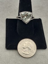 GREEN AMETHYST GEMSTONE 925 SOLID STERLING SILVER W CUBIC ZIRCONIA ACCENTS RING