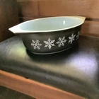 Vintage Pyrex Black Charcoal Snowflake 1 1/2 Qt Casserole 043 No Lid