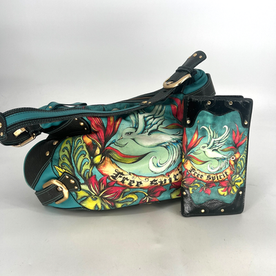 Vtg Isabella Fiore Free Spirit Audra Hobo Handbag & Wallet Leather