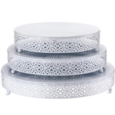 3 Pcs Cake Stand 16'' 14'' 12'' Round Metal Cake Stand Bases Display Holder C...