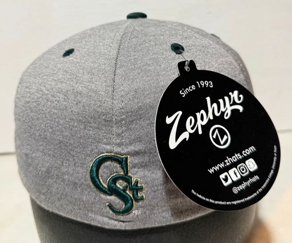 Colorado State Rams Zephyr Flex Stretch Fitted Hat Cap Medium Gray/Green - Image 3 of 4