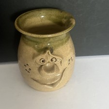 Vintage Pretty Ugly Pottery Pot Vase Mug. 1980s Stoneware. Made In Wales.