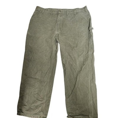Carhartt Pants Mens 36x30 Green Washed Duck Carpenter Work Hammer Loop Utility