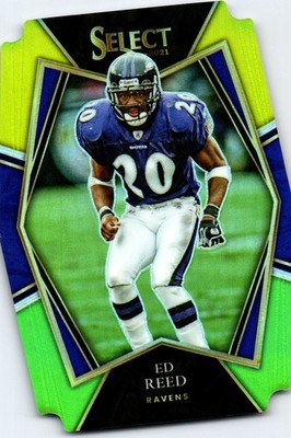 2021 Panini Select #140 Ed Reed Green and Yellow Prizm Die Cut