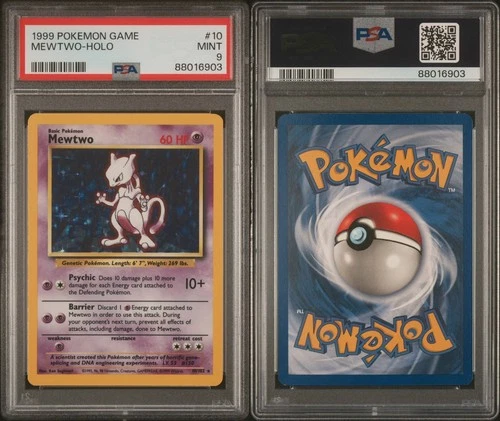 PSA 9 Pokémon TCG Mewtwo Base Set 10/102 Holo Unlimited Holo Rare Mint