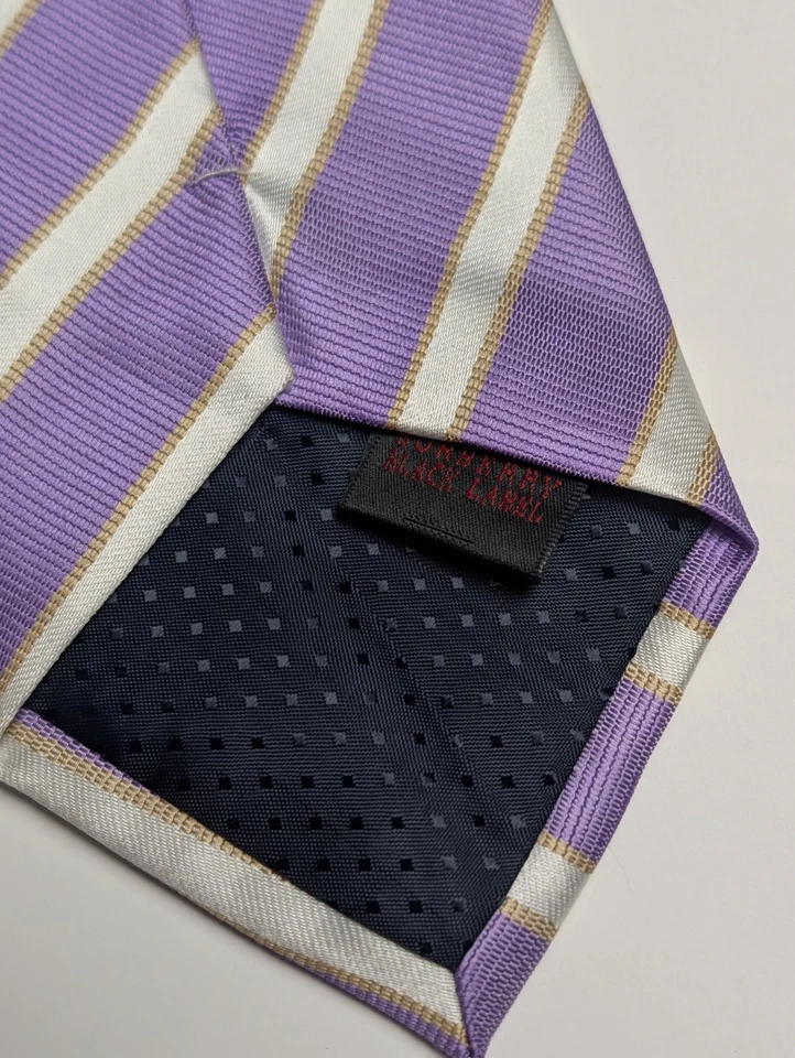 Corbata a rayas púrpura Burberry etiqueta negra Foto 2 de 4