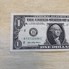 Trinary Fancy Serial Number One Dollar Bill, Uncirculated B 73733338   C  2021 — photo 3