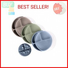 WeeSprout Suction Plates with Lids for Babies  Toddlers - 100 Silicone, Dinner