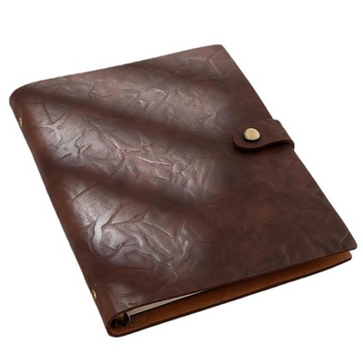Refillable A5 Leather Binder Journal Soft Cover Notebook, Vintage Coffee