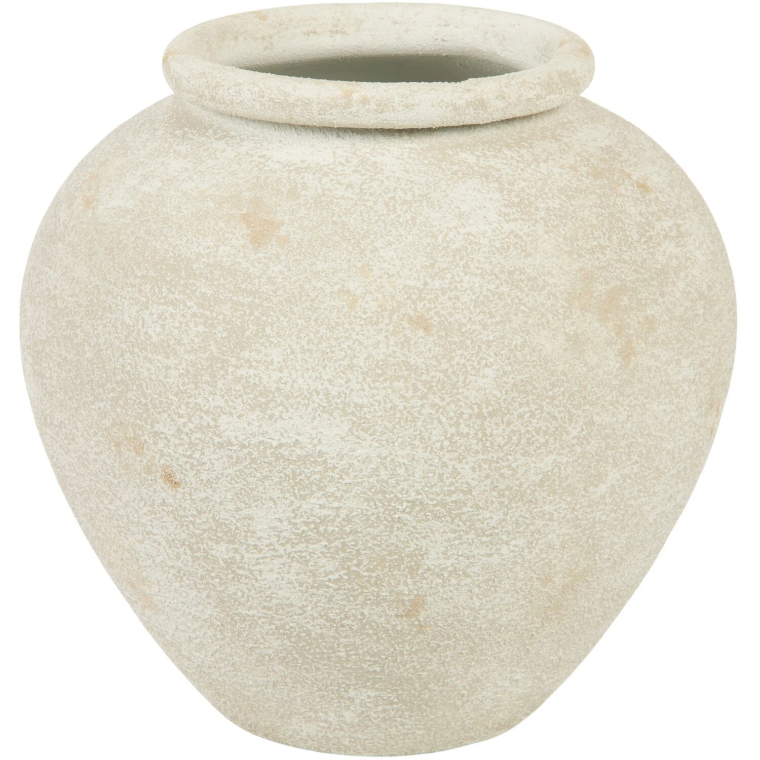 New Rustic Metal Vase, Sturdy Handles for Easy Placement, Ideal for Room - Beige
