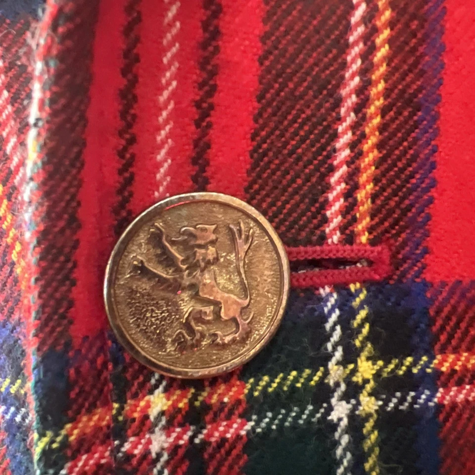 Traditional Red Tartan Check Blazer with Lapel, Scottish, Scotland 44 Long  - Image 3 of 4