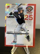 2025 Panini Prospect Edition - Casey Saucke II #65 Red Ice Prizm (RC)