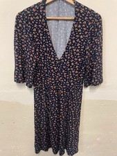 ASOS Design Womens Floral Tea Dress Navy Multicolour Vintage Style UK 14