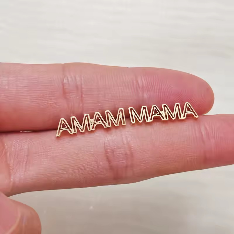 Custom Hollow Name Stud Earrings Pair Personalized Jewelry Fashion Gold Silver View 4