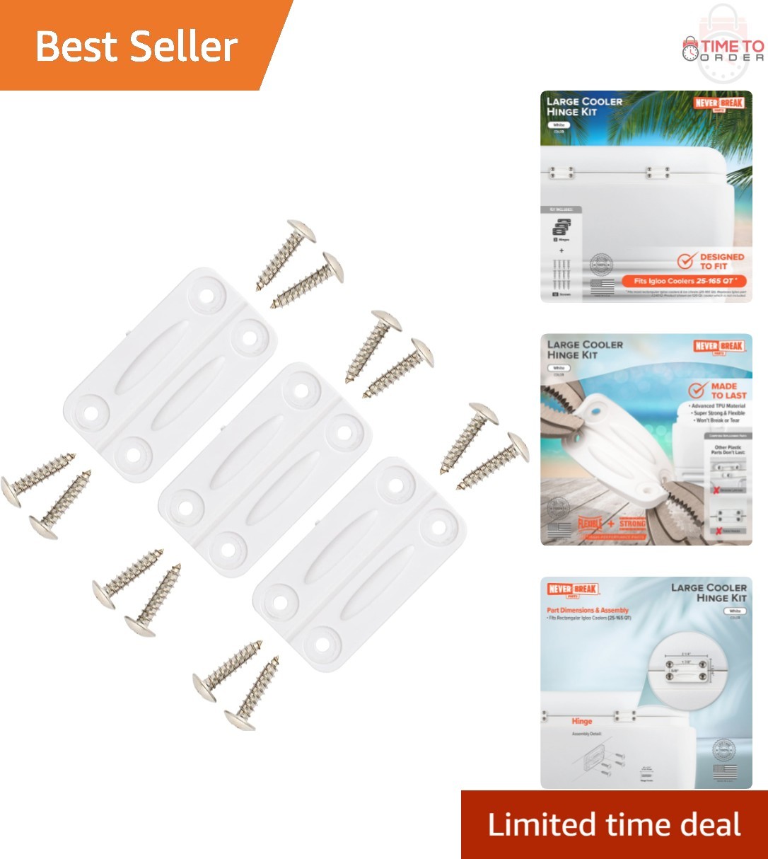 Hinges Replacement Parts White Heavy Duty Flexible Plastic
