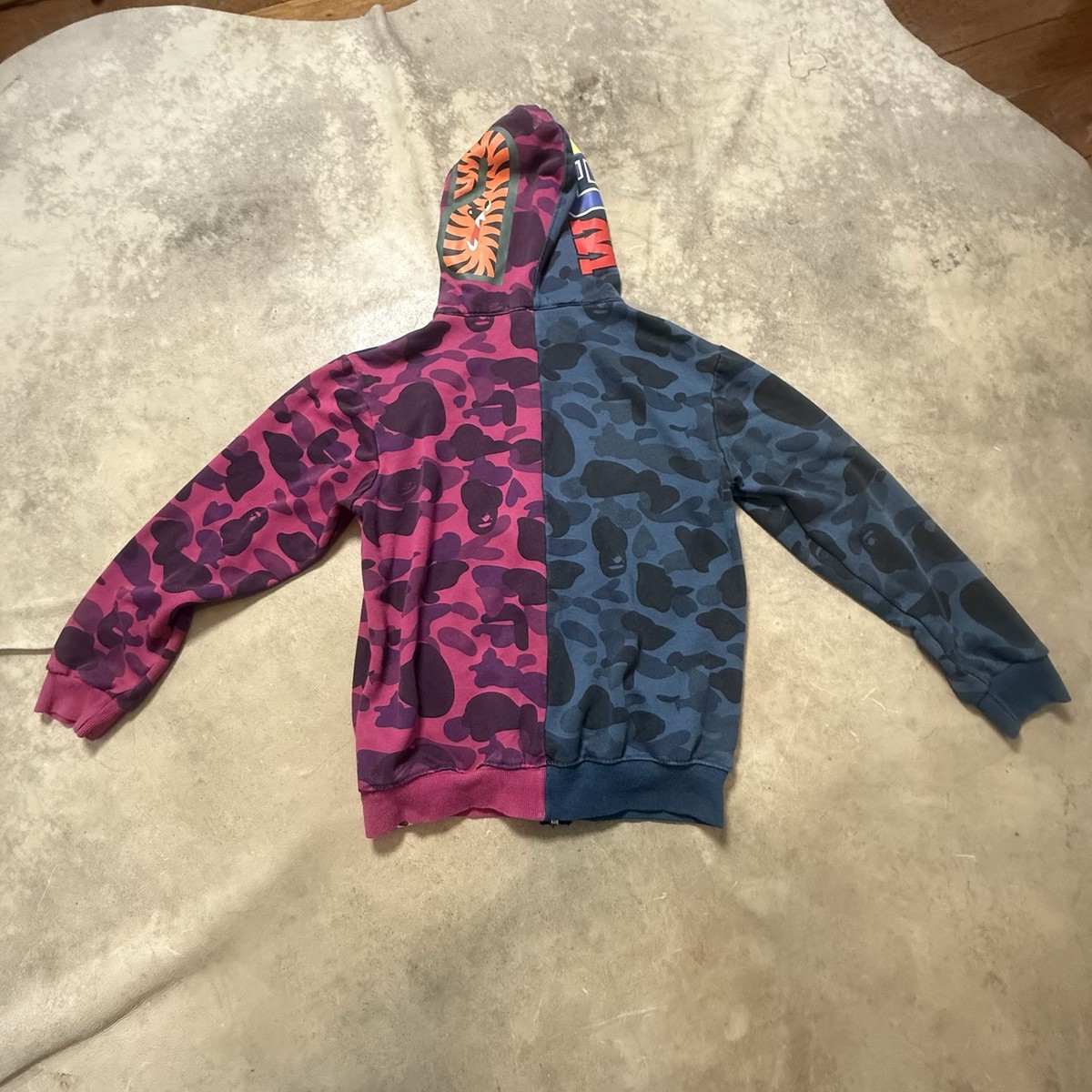 トップス A BATHING APE shark hoodie star Y2K BAPE Stars and Stripes Shark full zip Hoodie Gray A Bathing