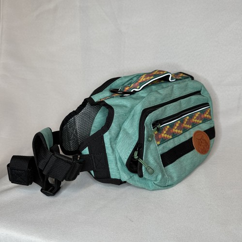 Wilderdog Dog Hiking Harness Backpack Size Small Seafoam Green Multiple Pockets