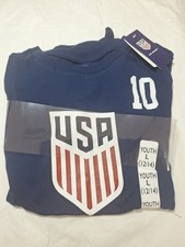 NWT US Soccer Christian Pulisic 10 Youth L 12/14 Navy Blu T-Shirt USMNT Football