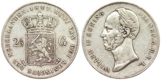 Paesi Bassi 2 1/2 fiorino 1847 Guglielmo II argento