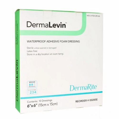 Foam Dressing DermaLevin 6 X 6 Inch Square Adhesive with Border Sterile Count of - Picture 1 of 1