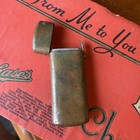Antique Brass Vesta Case Pocket Match Safe Stamped Crown Vintage Striker