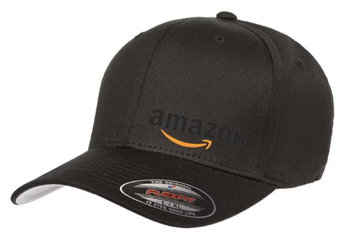 Amazon Logo Cap DTF Black 5001 Flexfit Baseball Hat S/M and L/XL | eBay