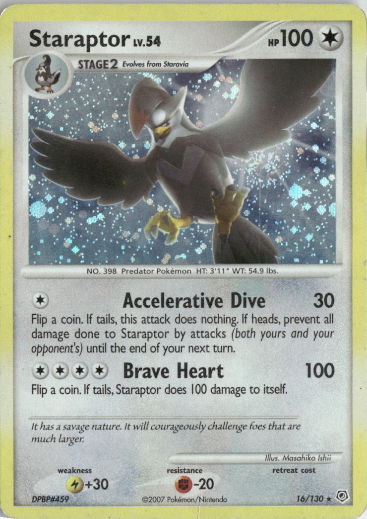 Pokemon Staraptor Rare Holo Diamond and Pearl 2007 16/130 HP