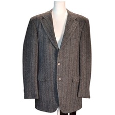 Sir Winston Traditional Clothier Herringbone Blazer Office Gray USA Made 44R