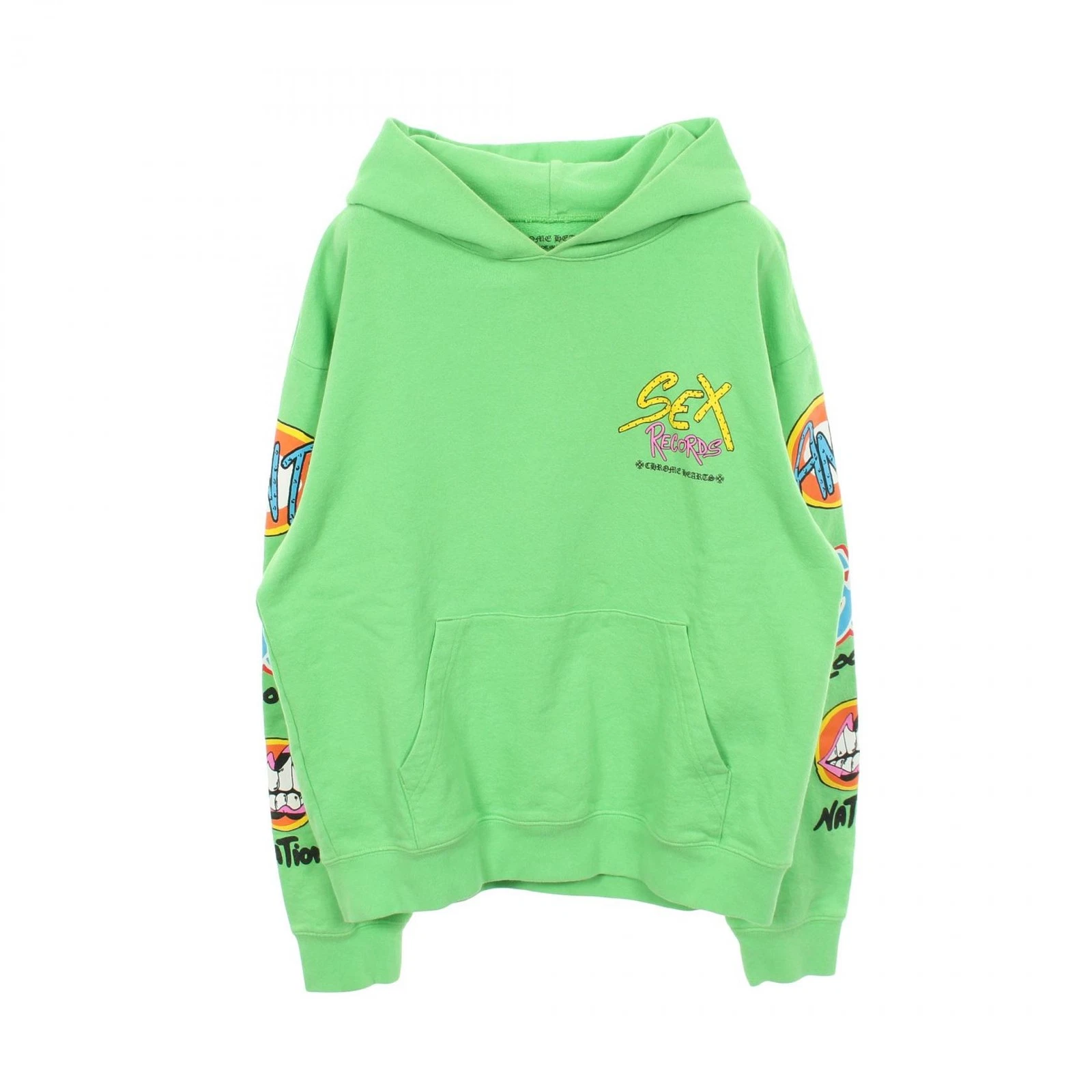 CHROME HEARTS MATTY BOY SEX RECORDS Hoodie cotton Green Multicolor #L Used mens