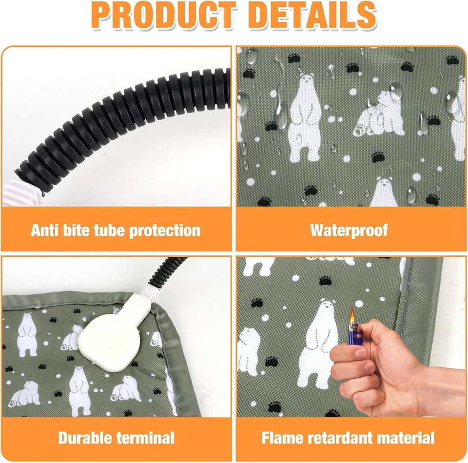 Electric Pet Heating Pad Cat Dog Mat Heated Bed 9 Adjustable Temperature Timer - Image 3 of 4