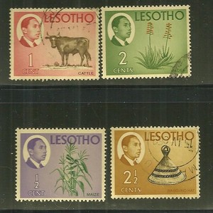 LESOTHO 25-28 USED CORN, BULL, ALOES, BASOTHO HAT
