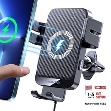 Wireless Car Charger, 15W Fast Charging Auto-Clamping Car Charger Phone Black