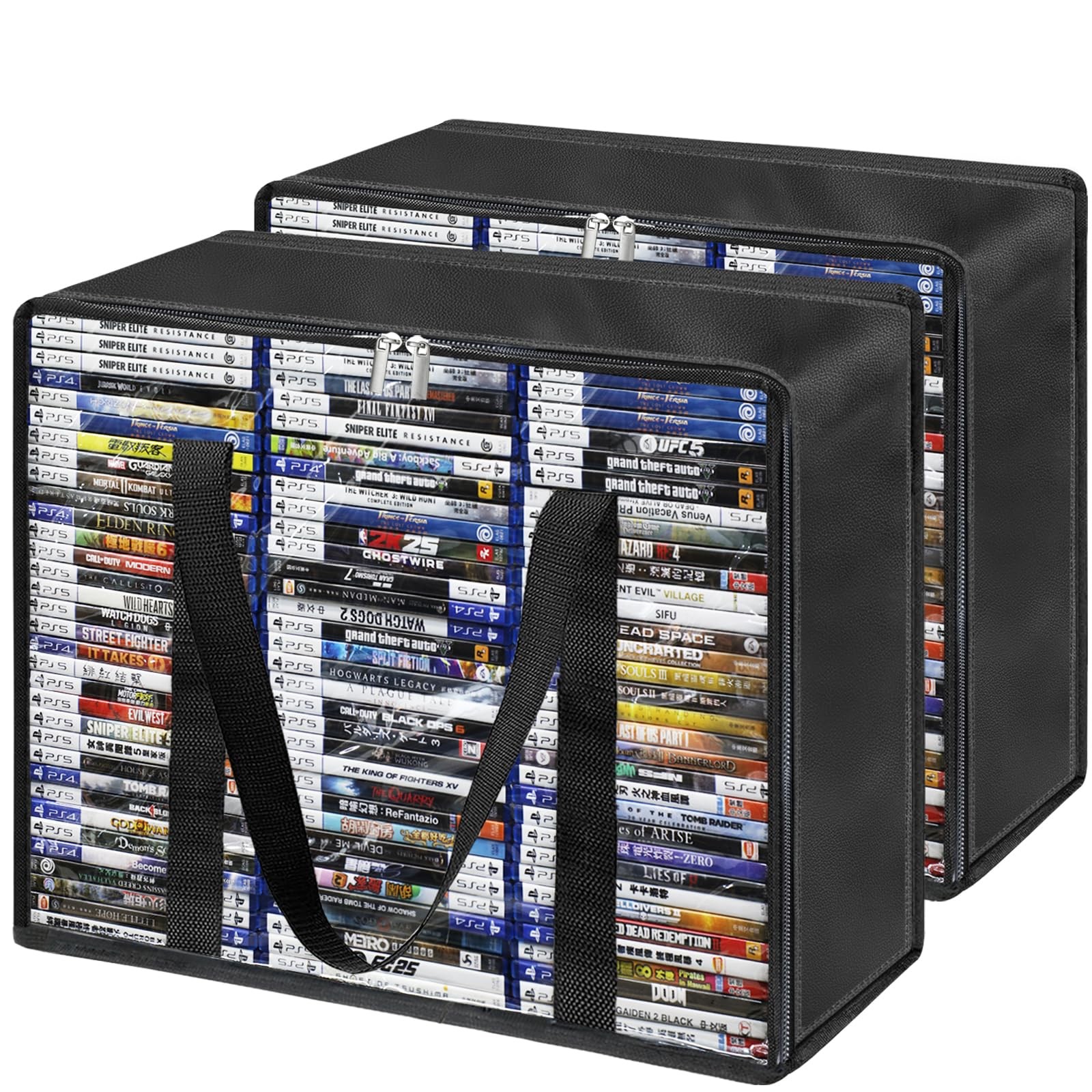 DVD Storage Bags 2-Pack, Holds 70 DVDs 90 Blu-Rays 120 CDs, 