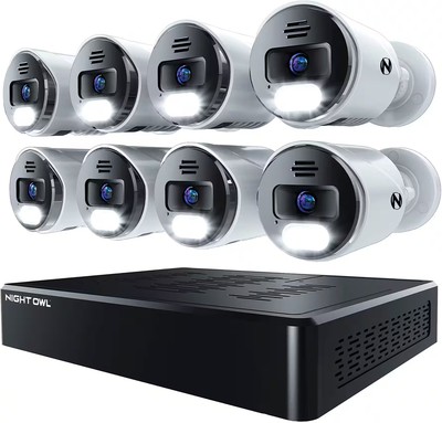 Night Owl - 12-Channel, 8-Camera Indoor/Outdoor Wired IP 4K 2TB NVR Security ...