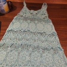Vintage Crochet like Made in Italy Womens sz Small Aquamarine Coverup