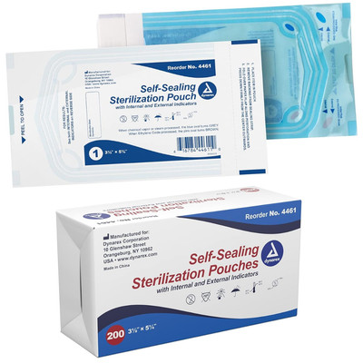 Dynarex Self-Sealing Autoclave Sterilization Pouches, 3½'' x 5¼'' - Box of 200