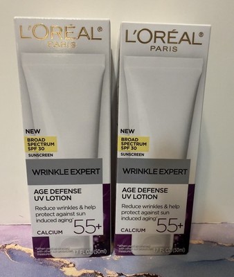 2x L'Oreal Paris Wrinkle Expert 55+ Age Defense UV Lotion with SPF 1.7 fl oz 