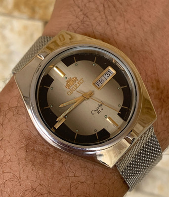 Vintage Orient Automatic 21 Jewels Original Japan Herrenuhr Braun Day-Date 80er