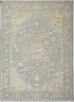 Hand Knotted Oushak Rug High Low Gray Wool Traditional Area Rug