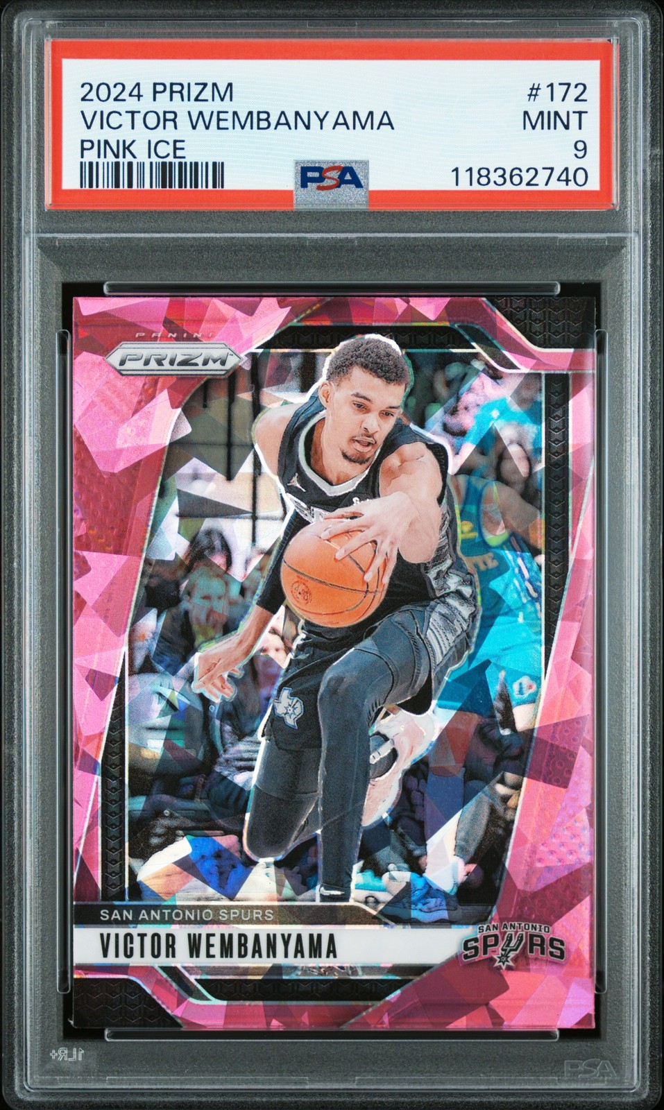 2024 PANINI PRIZM PINK ICE #172 VICTOR WEMBANYAMA PSA 9