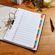 A4 A-Z File Dividers Multi-Punched Printed Plastic Mylar Tabs Alphabet X 10